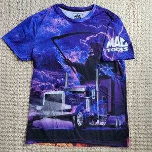 Mac Tools Midnight Runner Semi Skull Reaper Flame Highway Mechanic Crew Neck Tee